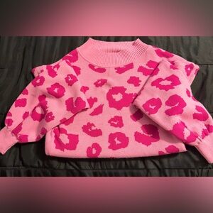 Pink Leopard Print Sweater
